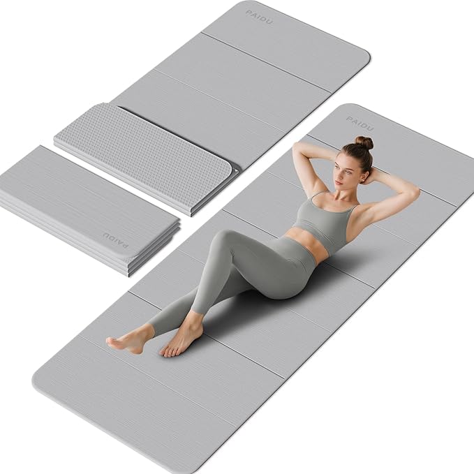 Foldable Yoga Mat - 10mm Extra Thick, 75"26" Non-Slip Exercise Fitness Mat | SGS Eco-Certified, Portable for Yoga/Pilates/Studio/Home Workout