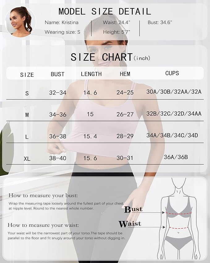 Everrysea Sports Bras for Women High Support Longline Workout Tank Tops Built in Bra Strappy Yoga Padded Crop Top