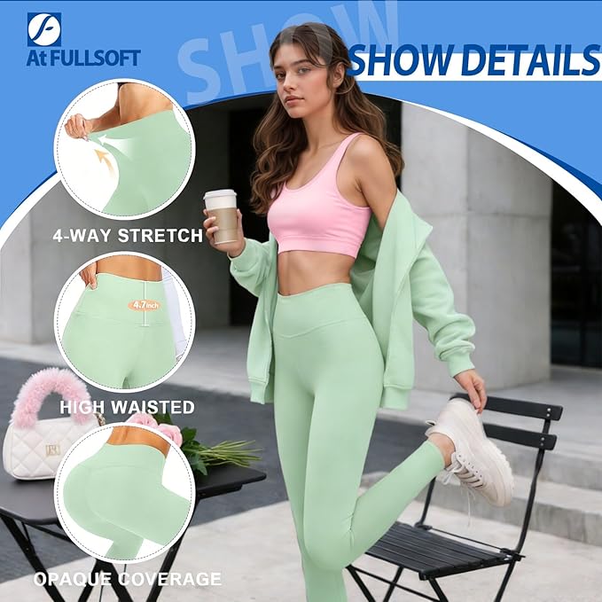 FULLSOFT Buttery Soft Leggings for Women - High Waisted Tummy Control No See Through Workout Yoga Cycling Tights Pants