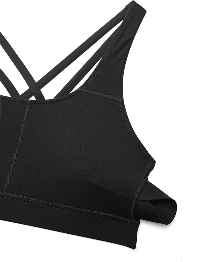CRZ YOGA Naked Feeling Strappy Padded Sports Bras for Women - Fitness Workout Top Criss Cross Back Yoga Cami