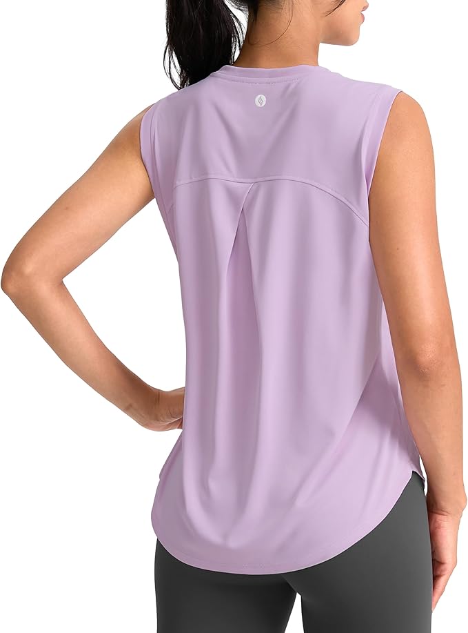 SANTINY Women's Sleeveless Workout Tops Breathable Lightweight Active Tennis Yoga Shirts Athletic Running Tank Tops for Women