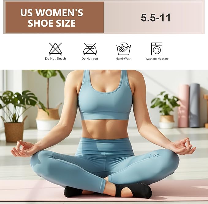 Diu Life 3 Pack Pilates Socks Yoga Socks with Grips for Women Non Slip, Workout, Pure Barre, Ballet, Dance, Hospital Socks