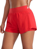CRZ YOGA 2 in 1 Double Layer Running Shorts for Women 3" - High Waisted for Athletic Tennis Workout with Zip Pockets