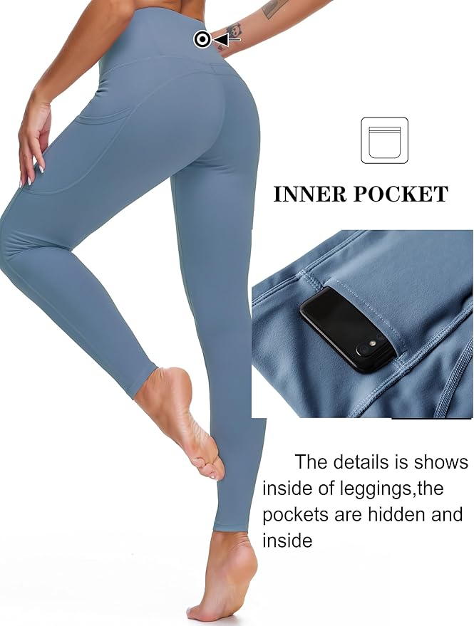 Dragon Fit High Waist Yoga Leggings with 3 Pockets,Tummy Control Workout Running 4 Way Stretch Yoga Pants