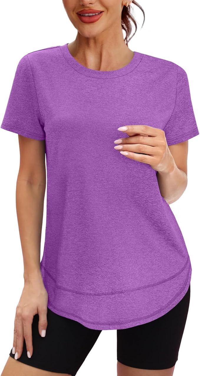 XIEERDUO Womens Workout Tops Short Sleeve Shirts Quick Dry Outfits for Hiking Running S-3XL