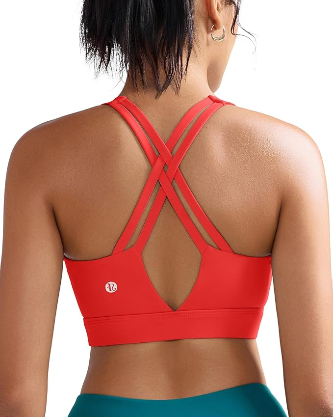 RUNNING GIRL Sports Bra for Women High Support, Molded Cup High Impact Sports Bras with Sewn in Pads Strappy Running Bra