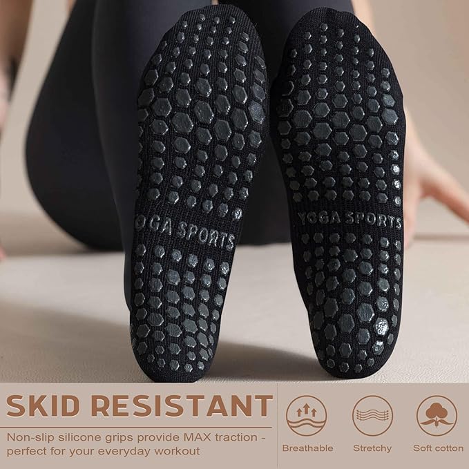 Diu Life 3 Pack Pilates Socks Yoga Socks with Grips for Women Non Slip, Workout, Pure Barre, Ballet, Dance, Hospital Socks