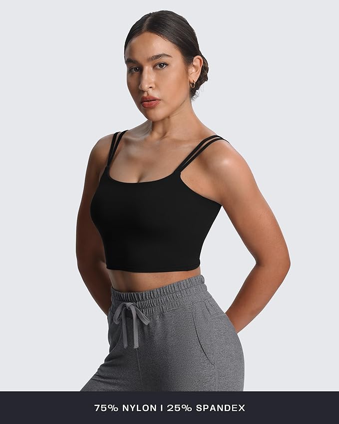 Aoxjox Women's Workout Sports Bras Fitness Yoga Crop Tank Metamorph Twist Back Cami