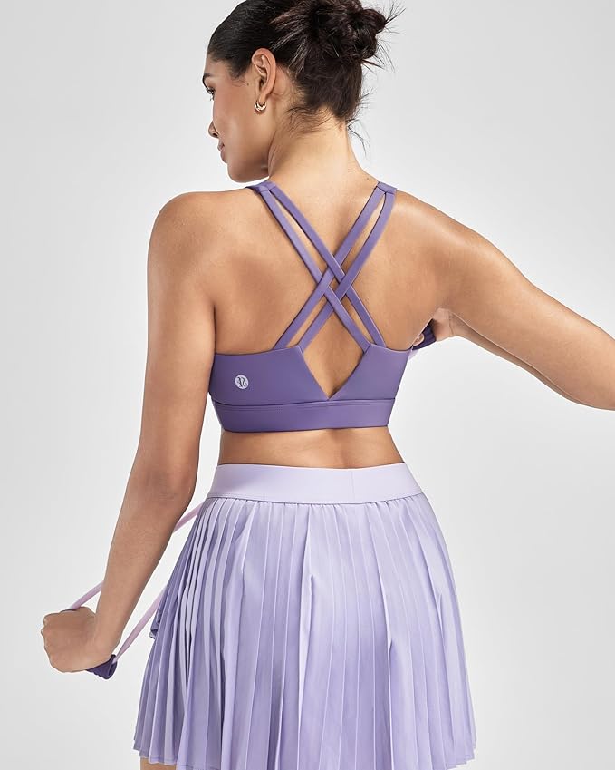 RUNNING GIRL Sports Bra for Women High Support, Molded Cup High Impact Sports Bras with Sewn in Pads Strappy Running Bra