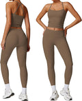 Women 2 Piece Workout Sets (NEW) Yoga Outfit Open Back Tank Top High Waisted Leggings Gym Sets Tracksuits