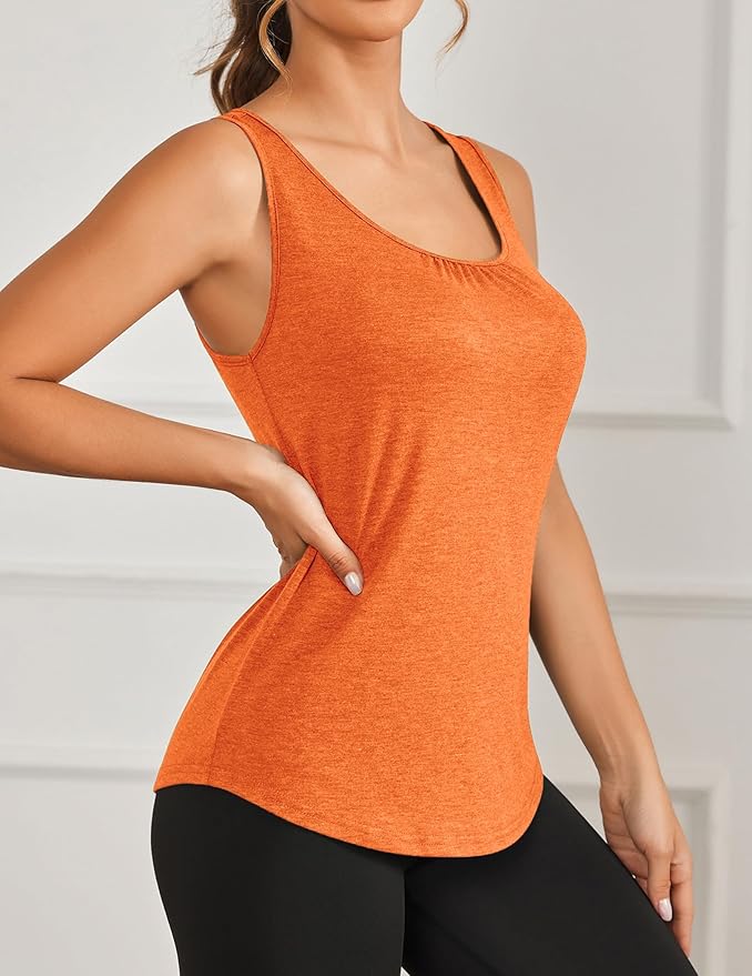 PINSPARK Workout Tops for Women Racerback Tank Tops Sleeveless Athletic Running Shirts Lightweight Yoga Gym Tank,2 Pack S-3XL