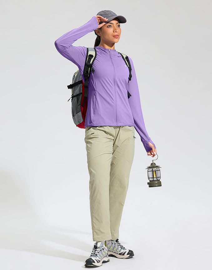 Soothfeel Women's UPF 50+ Sun Protection Hoodie Jacket Lightweight Long Sleeve Sun Shirt for Women with Pocket Hiking Outdoor