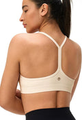 Womens Y Back Padded Sports Bra Strappy U Neck Butter Soft Low Impact Workout Bras Yoga Pilates Walking