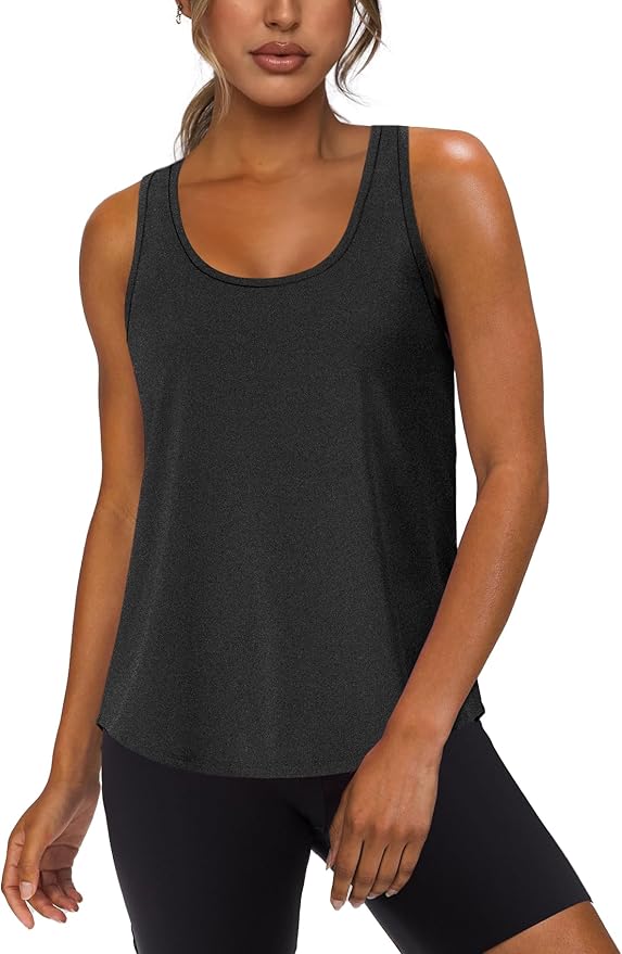 WIHOLL Women's Workout Tank Tops Sleeveless Athletic Racerback for Gym Yoga Running - Summer Fitness Tops Scoop Neck (S-XXL)