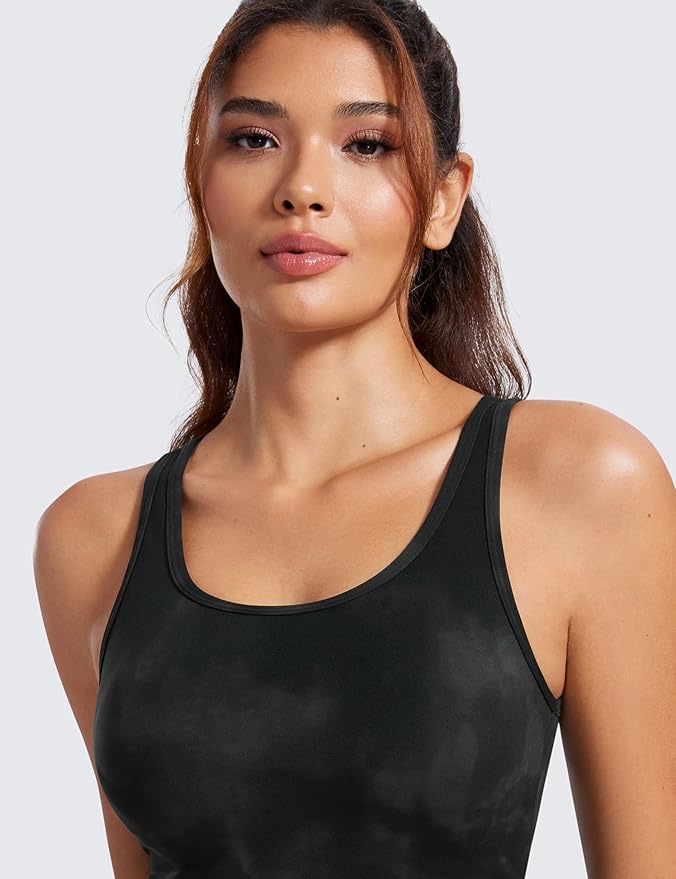 CRZ YOGA Butterluxe Double Lined Tank Tops for Women - Workout Casual Scoop Neck Racerback Crop Sleeveless Shirt
