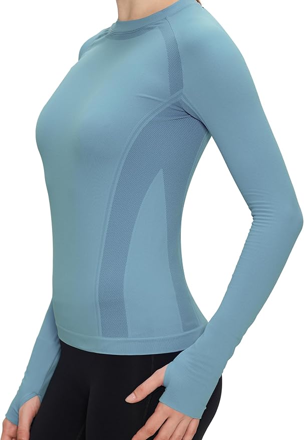 Long Sleeve Workout Tops for Women, Compression Shirt, Sports Running Shirt Breathable Athletic Top Slim Fit