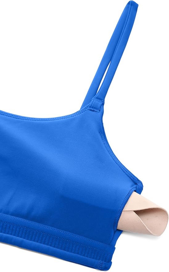 CRZ YOGA Butterbreeze Scoop Neck Sports Bras for Women - Spaghetti Straps Wireless Workout Padded Gym Cami Top