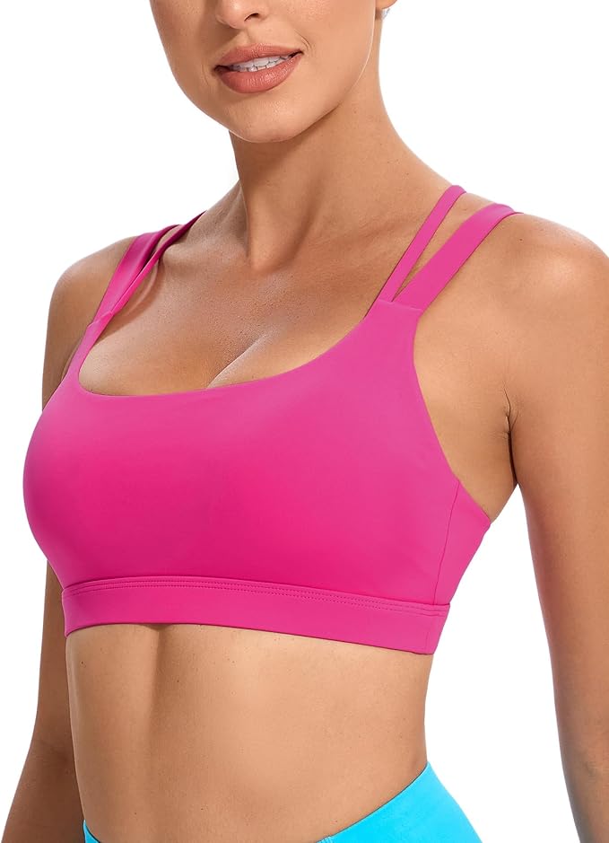 RUNNING GIRL Sports Bras for Women,Padded Strappy Sports Bras Criss-Cross Back Medium Support Sports Bras with Removable Cups