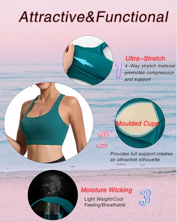 RUNNING GIRL Sports Bras for Women, Molded Cup High Impact Sports Bra Workout Bras for Women High Support Racerback