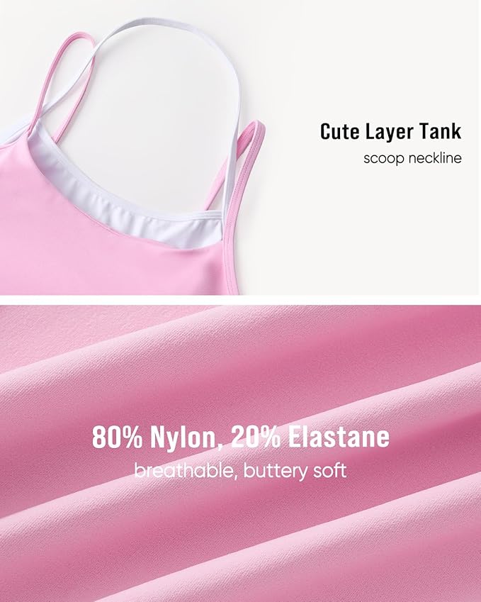 OMKAGI Halter Workout Tank Tops for Women Built in Bra Cute Layer Longline Sports Bras