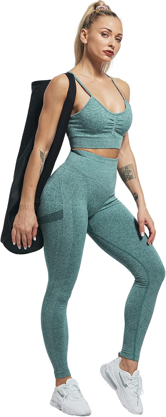 CHRLEISURE Workout Leggings Sets for Women, Gym Scrunch Butt Butt Lifting Seamless Leggings 3 Piece