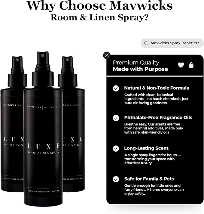 Fragrances - (Luxe) Linen & Room Spray (8oz) – Bedroom & Home Fragrance Mist, Long-Lasting Freshness To Brighten Up Your Space, Fabric & Air Freshener, Aromatherapy Scent Spray
