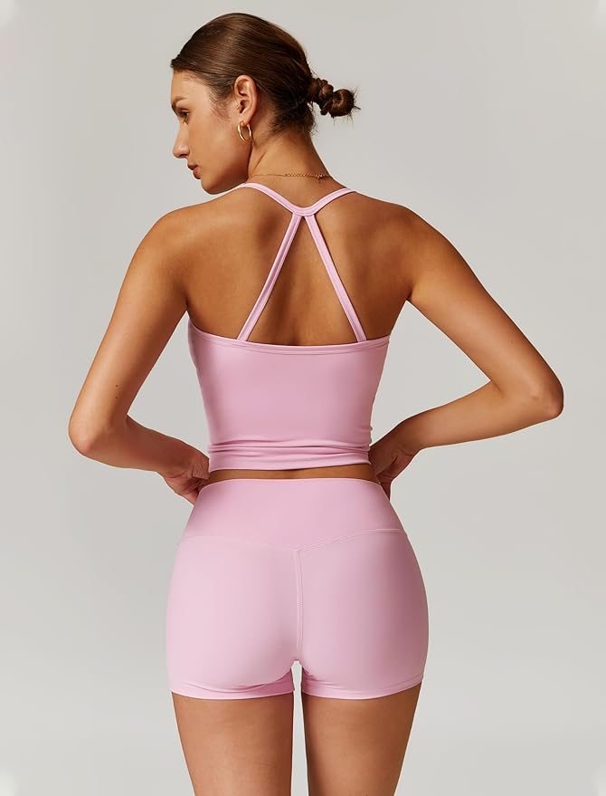 QBGJTD Two Piece Workout Sets For Women Tank Top Matching High Waist Booty Lifting Shorts Gym Yoga Active Wear Outfits