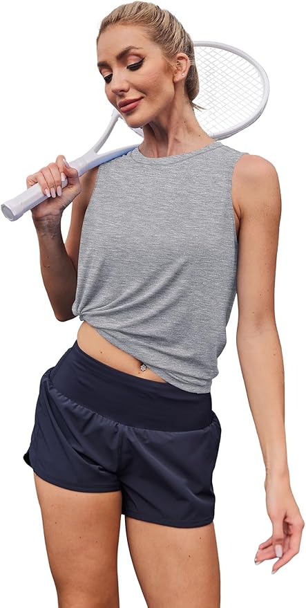 Womens Workout Tank Tops Lightweight Sleeveless Shirts for Women Loose Fit Tops for Athletic Running Tennis Yoga