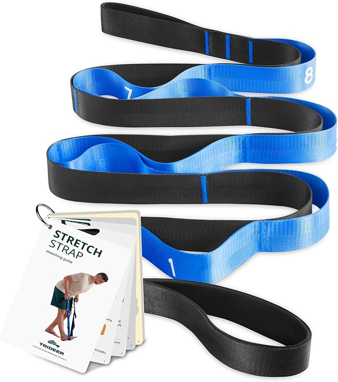 Trideer Stretching Straps with Loops, Non-Elastic Yoga Straps for Stretching, Durable Nylon Exercise Bands with Loops for Physical Therapy Flexibility, Yoga,Hamstring Leg Stretcher with Guidance