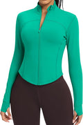 Women BBL Jacket Full Zip UP Workout Athletic Cropped Jacket wIth Thumb Holes Running Yoga Sportswear