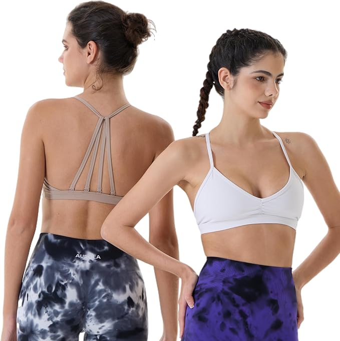 AUROLA Mercury Workout Sports Bras Women Athletic Removable Padded Backless Strapy Minimal Crop Top