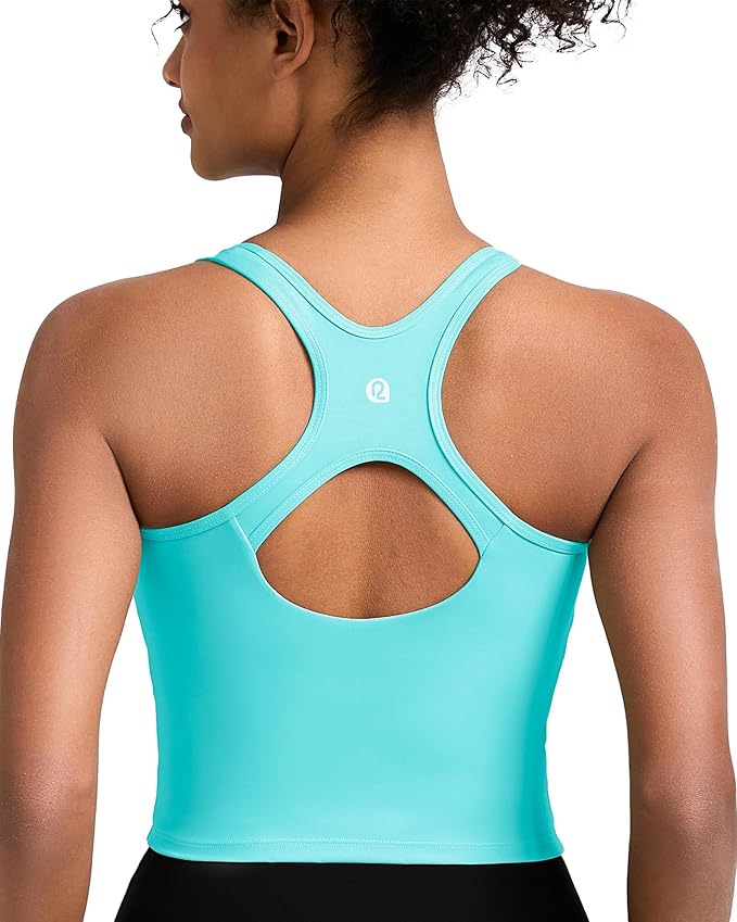 RUNNING GIRL Workout Tank Tops with Built in Bras for Women,Compression Shirt Strappy Back Athletic Yoga Tops