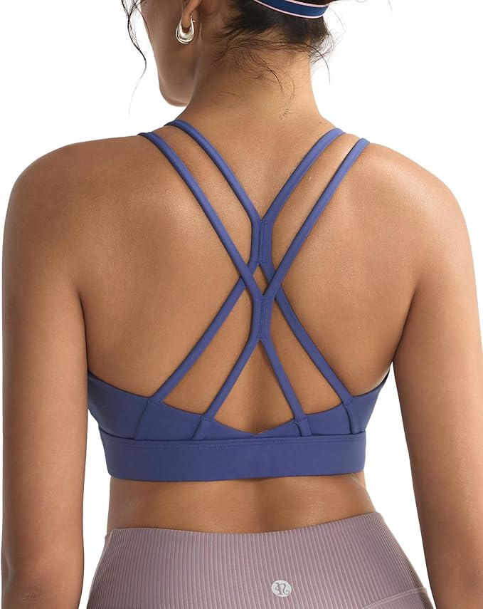 RUNNING GIRL Sports Bras for Women,Strappy Crisscross Back Padded Low Impact Running Sports Bra with Removable Cups