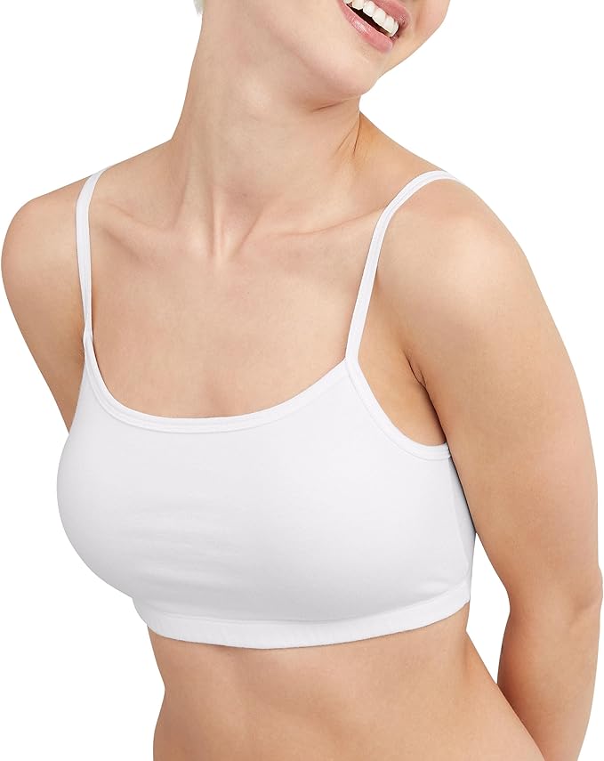 Hanes Women's String Bralette Pack, 3-Pack, Cotton Sports Bralette Bras for Women, Solid or Assorted Wireless Bras