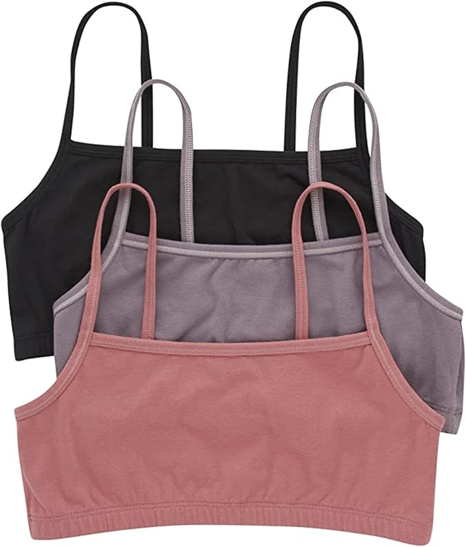 Hanes Women's String Bralette Pack, 3-Pack, Cotton Sports Bralette Bras for Women, Solid or Assorted Wireless Bras