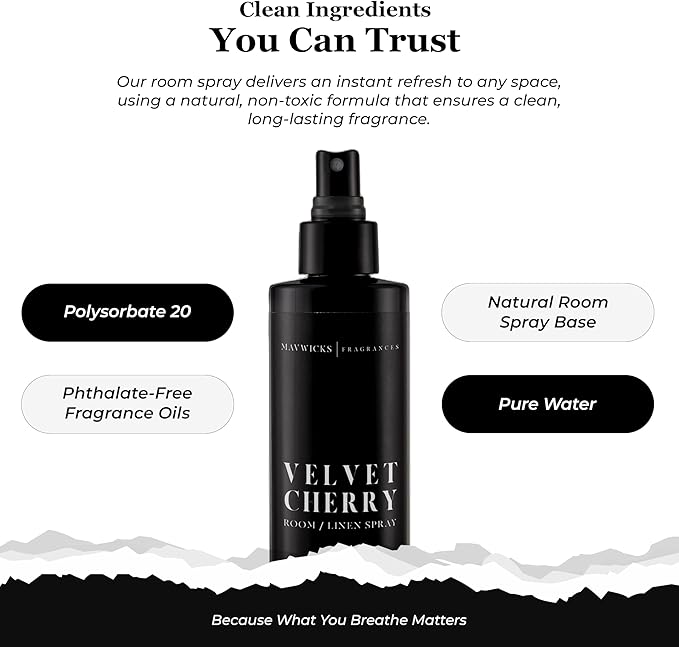 Fragrances - (Velvet Cherry) Linen & Room Spray (8oz) – Bedroom & Home Fragrance Mist, Long-Lasting Freshness To Brighten Up Your Space, Fabric & Air Freshener, Aromatherapy Scent Spray