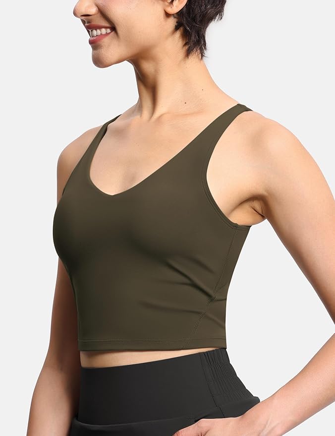 THE GYM PEOPLE Womens' Sports Bra Longline Wirefree Padded with Medium Support
