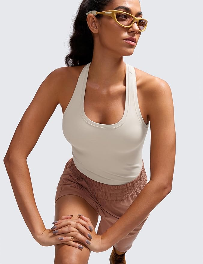 CRZ YOGA Butterluxe Racerback Tank Tops for Women - Yoga Workout Casual Gym Athletic Camisole Tight Sleeveless Shirts
