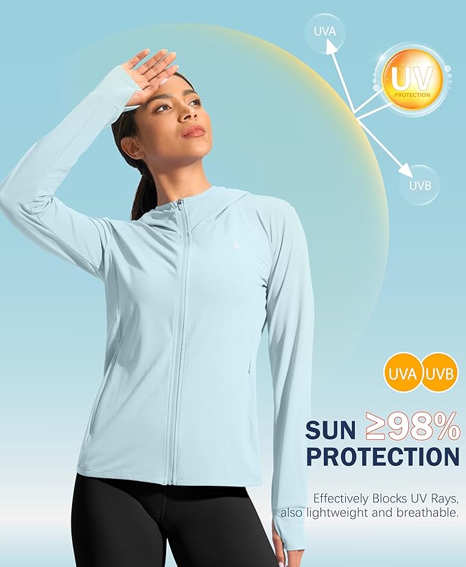Soothfeel Women's UPF 50+ Sun Protection Hoodie Jacket Lightweight Long Sleeve Sun Shirt for Women with Pocket Hiking Outdoor