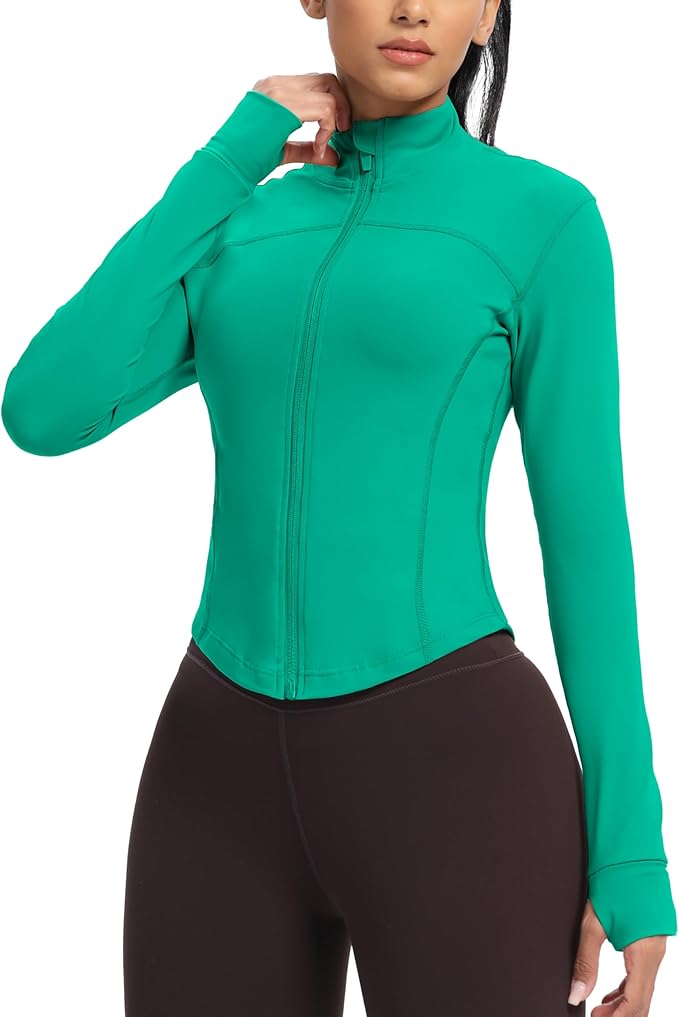 GYM RAINBOW Womens Zip Up Workout Jakcets Lightweight Slim Fit Running Athletic Jackets with Thumb Holes