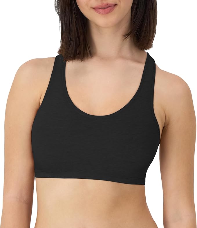 Hanes Women's Racerback Cotton T-Back Bralette (3 Pack)