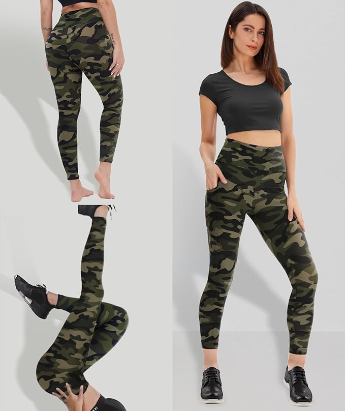 GAYHAY High Waisted Leggings for Women - Soft Opaque Slim Tummy Control Printed Pants for Running Cycling Yoga
