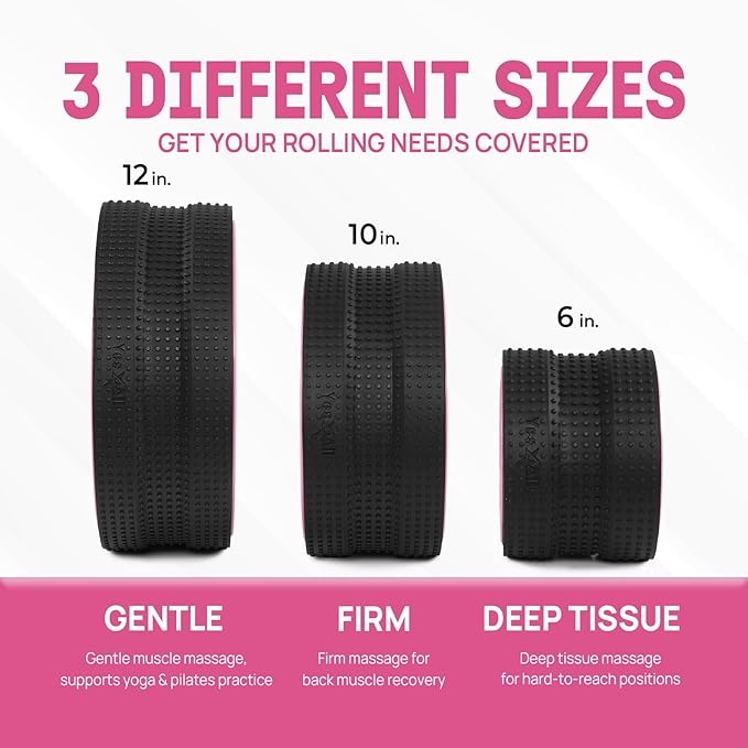 Yes4All Yoga Wheel Roller, 500 lb Capacity Back Cracker Roller for Comfort HIPS & Neck, Available in 6”/10”/12” Sizes