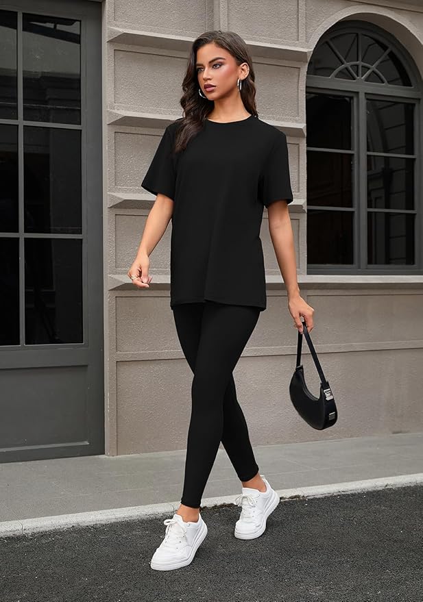 ZFLM casual sportswear 3-piece set high waist tight pants yoga pants short sleeved round neck yoga set