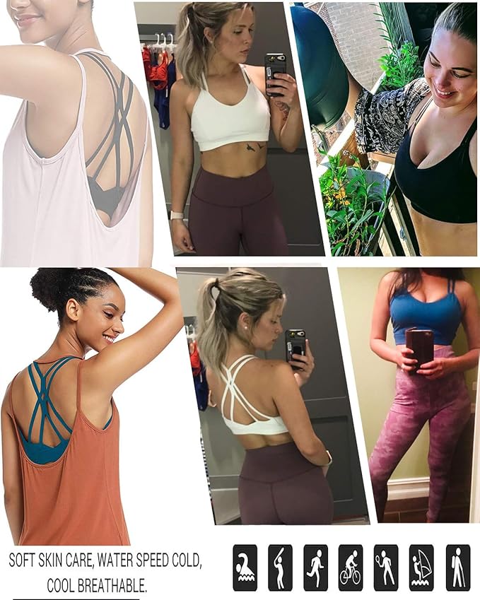 RUNNING GIRL Sports Bras for Women,Strappy Crisscross Back Padded Low Impact Running Sports Bra with Removable Cups