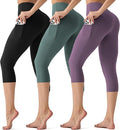 3 Pack Leggings with Pockets for Women,Butt Lift High Waisted Tummy Control Workout Yoga Pants Reg & Plus Size