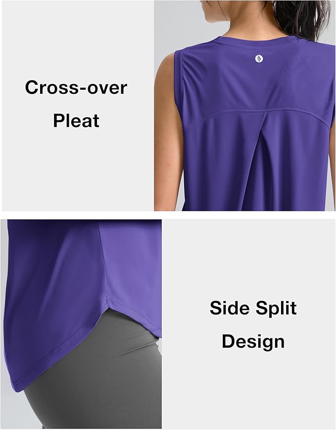 SANTINY Women's Sleeveless Workout Tops Breathable Lightweight Active Tennis Yoga Shirts Athletic Running Tank Tops for Women