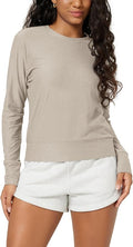 ODODOS Women's Long Sleeve Crewneck Tee - Ultra-Soft odSTRATUM Tech Performance T-Shirts UPF 50+ Daily Pullover Tops