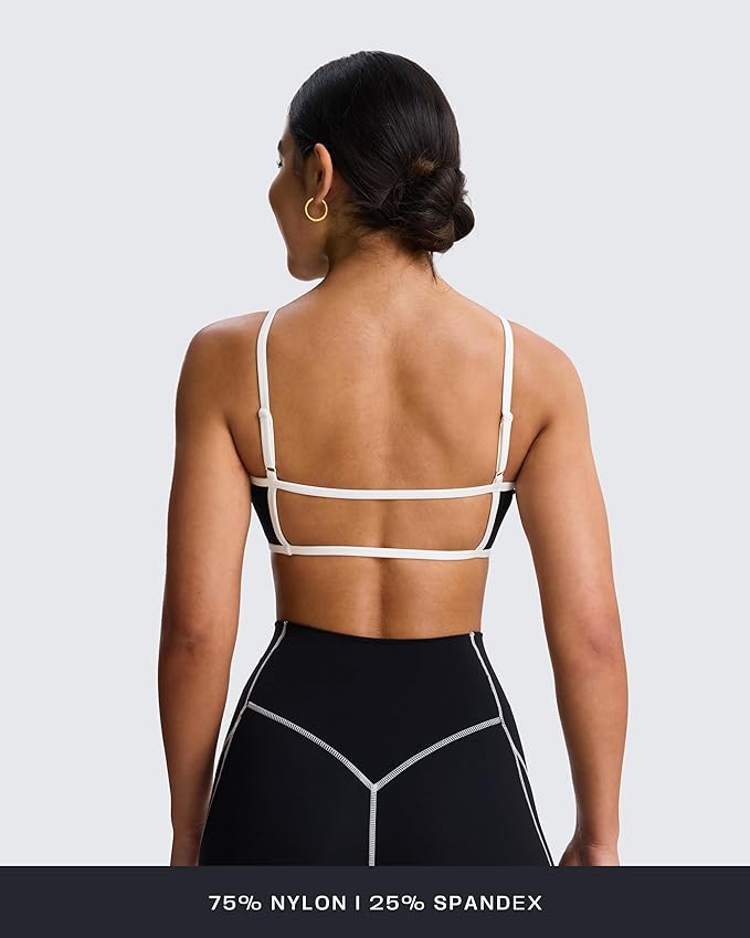 Aoxjox Women's Color Block Workout Sports Bras Fitness Lexi Lined Strappy Bra Athletic Yoga Crop Tank