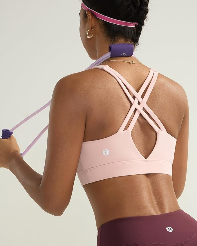 RUNNING GIRL Sports Bra for Women High Support, Molded Cup High Impact Sports Bras with Sewn in Pads Strappy Running Bra